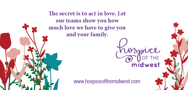 Quote about love with flowers and company logo